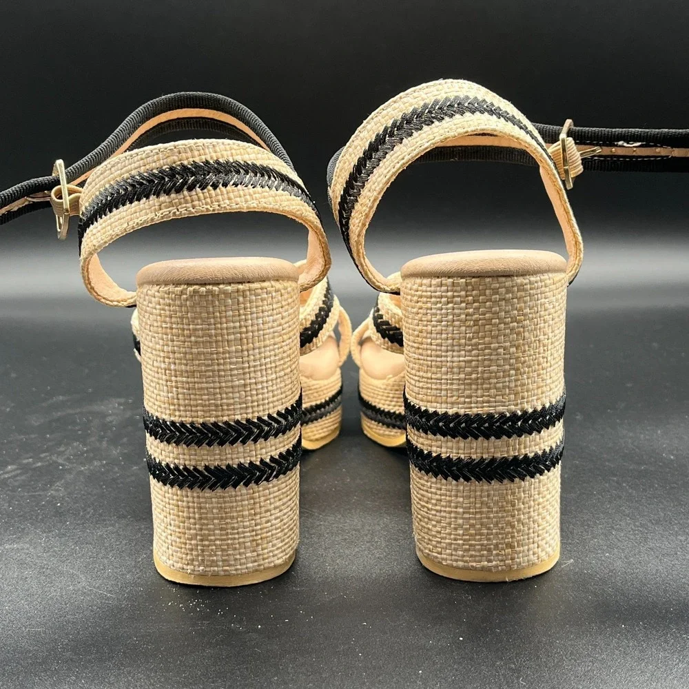BEACH by Matisse Adelaide Platform Heels Womens 7M Beige Ankle Strap Sandals